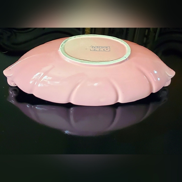 Vntg Abingdon 14" Ceramic Dusty Rose Pink Planter - Picture 6 of 11